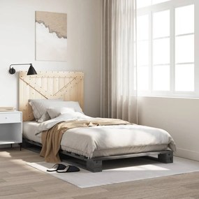 vidaXL Estrutura de cama com cabeceira 100x200cm pinho maciço cinza