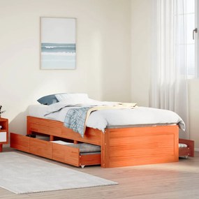 vidaXL Cama sem colchão com gavetas madeira pinho maciça castanho-mel