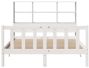 Cama com estante sem colchão 140x190 cm pinho maciço branco
