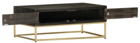 Mesa de centro 90x50x35 cm mangueira maciça preto e dourado
