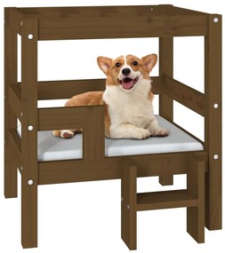 Cama para cães 55,5x53,5x60 cm pinho maciço castanho mel