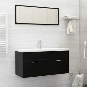 vidaXL 2 pcs conjunto de móveis de casa de banho contraplacado preto