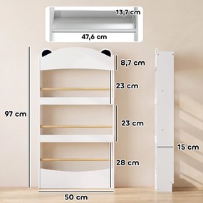 Estante Infantil para Livros de 4 Níveis, Montagem na Parede, para Quarto, Cantinho de Leitura e Sala de Brincar, Branco