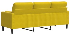 Sofá 3 lugares c/ almofadas decorativas 180 cm veludo amarelo