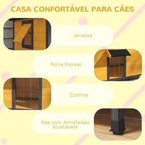 PawHut Casa para Cães de Madeira 97x72x65 cm Casa para Animais de Esti