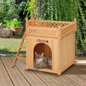 Casa para gatos em madeira com certificação FSC® 53,5 x 54,5 x 64,5 cm castanho