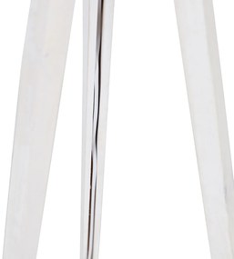 Candeeiro de pé tripé branco com abajur de tecido castanho claro 50cm - Tripod Classic Rústico ,Moderno