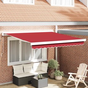 vidaXL Toldo Retrátil Vermelho 300 x 250 cm Tecido e Metal