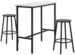 HOMCOM Conjunto de Mesa Alta com 2 Bancos Redondos com Estrutura de Aço Estilo Moderno para Cozinha Sala de Estar Branco e Preto