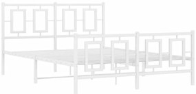 Estrutura de cama com cabeceira e pés 140x190 cm metal branco