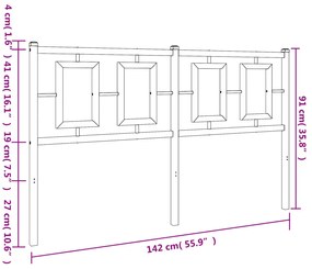 Cabeceira de cama 135 cm metal branco