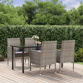 vidaXL 5 pcs conjunto jantar p/ jardim c/ almofadões vime PE antracite