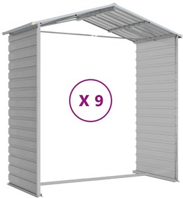 Abrigo de jardim 191x810x198 cm aço galvanizado cinzento-claro