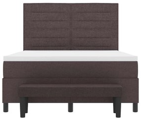 Cama Box Spring com Colchão e Banco Marrom Escuro 160x200 cm Tecido