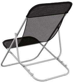 Cadeiras praia dobráveis 2pcs textilene/aço revestido pó preto