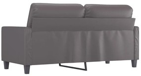 Sofá de 2 lugares 140 cm couro artificial cinza