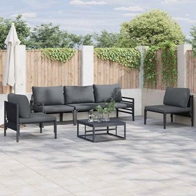 vidaXL Conjunto de Sofá de Jardim 5 pcs Cinzento-escuro Aço