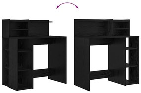 Mesa com Armazenamento Carvalho Preto 90x48x101.5 cm Madeira engenheir