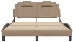Estrutura cama c/ luzes LED 120x200 couro artificial cappuccino
