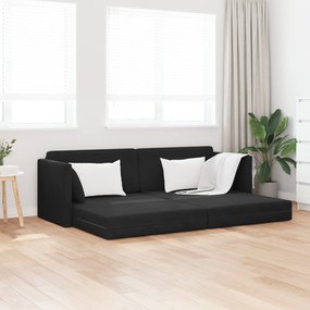 Sofá Cama de Piso 2-em-1 Preto 213x144x60 cm Poliéster