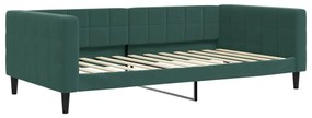 Sofá-cama c/ gavetão e gavetas 100x200 cm veludo verde-escuro