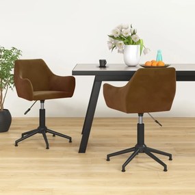 vidaXL Cadeiras de jantar giratórias 2 pcs veludo castanho