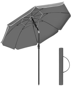 SONGMICS Guarda-sol de 1,6 m, Guarda-sol de Praia, FPS 50+, Proteção Solar, Dossel Octogonal Portátil de Poliéster, Varetas de Fibra de Vidro, Mecanismo de Inclinação, Bolsa de Transporte, para Jardim de Praia, Varanda e Piscina, Cinza GPU060G01
