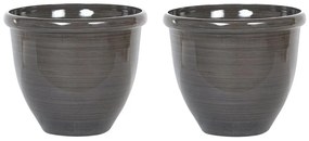 Conjunto de 2 vasos de plantas castanhos ⌀ 40 cm TESALIA Beliani