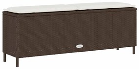 Banco de jardim com almofadão 110x30x40,5 cm vime PE castanho