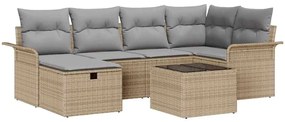 Conjunto de Sofás de Jardim com Almofadas Bege Rattan Polipropileno