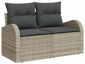 Conjunto de Sofás de 5 Peças com Almofadas Cinza Rattan Poliéster