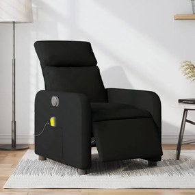 vidaXL Poltrona reclinável de massagens elétrica tecido preto