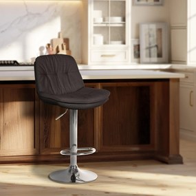 Banco de bar em tecido com estrutura prateada 92-113 x 46 x 54 cm cinzento escuro