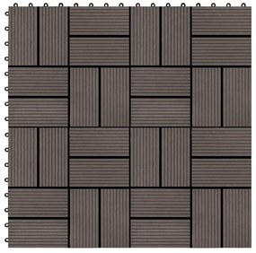 Ladrilhos de pavimento 22 pcs WPC 2m² 30x30 cm castanho-escuro