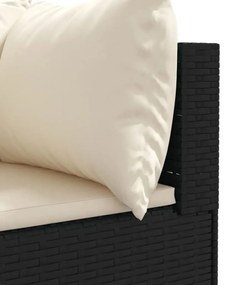 6 pcs conjunto lounge de jardim c/ almofadões vime PE preto