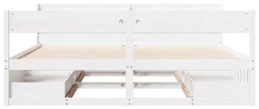 Cama sem colchão 200x200 cm madeira de pinho maciça branco