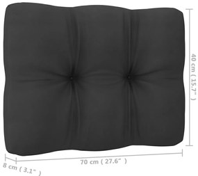 3pcs conjunto lounge de jardim c/ almofadões pinho maciço preto