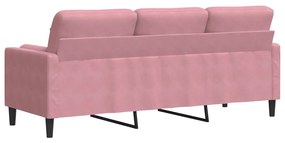 Sofá 3 lugares c/ almofadas decorativas 180 cm veludo rosa