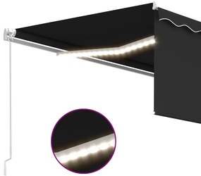 Toldo retrátil manual com estore e luzes LED 4,5x3 m antracite