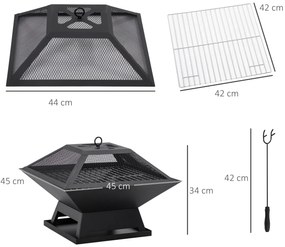 Braseiro Exterior de Aço Braseiro para Jardim Multifuncional com Tampa