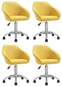 vidaXL Cadeiras de jantar giratórias 4 pcs tecido amarelo