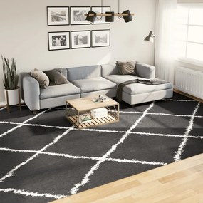 Tapete shaggy de pelo alto PAMPLONA 300x400 cm preto e creme