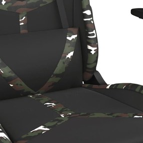 Cadeira gaming massagens couro artificial preto e camuflagem