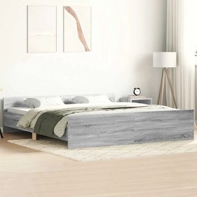 Estrutura cama c/ cabeceira e apoio pés 180x200 cm cinza sonoma