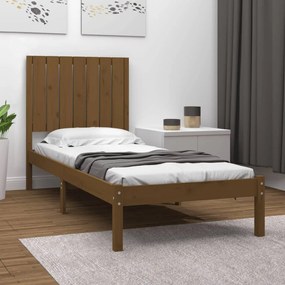 vidaXL Estrutura cama pequena solteiro 75x190 cm madeira castanho mel