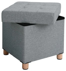 Pufe baú acolchoado com tampo e espaço de armazenamento | SONGMICS | 38 x 38 x 40 cm | cinzento claro | LSF14GYX.