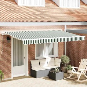 vidaXL Toldo Retrátil Verde, Branco 400 x 200 cm Poliéster, Alumínio