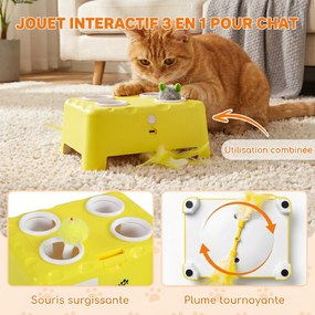Brinquedo Interativo para Gatos, 18,8 x 14 x 6 cm, 3 Modos Interativos, Amarelo