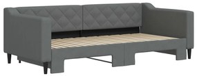 Sofá-cama com gavetão 90x190 cm tecido cinzento-escuro