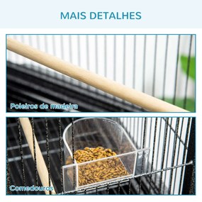 PawHut Gaiola para Pássaros com Rodas 81x48x162,5 cm Gaiola de Metal c